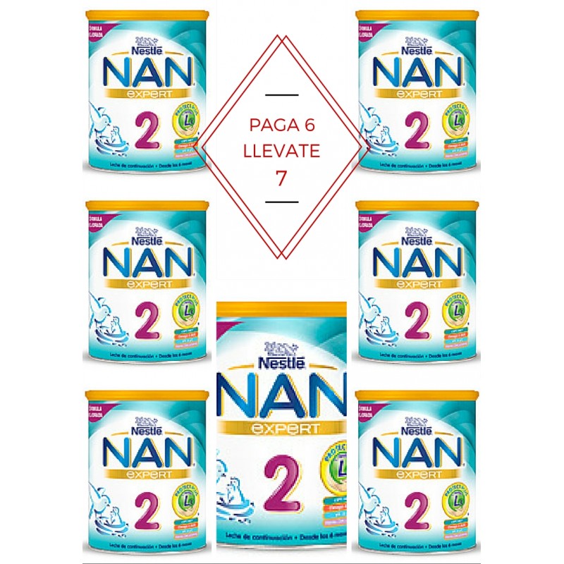PACK 6+1: Leche NAN 2 Expert Nestlé 800gr 6m+ - Farmalud